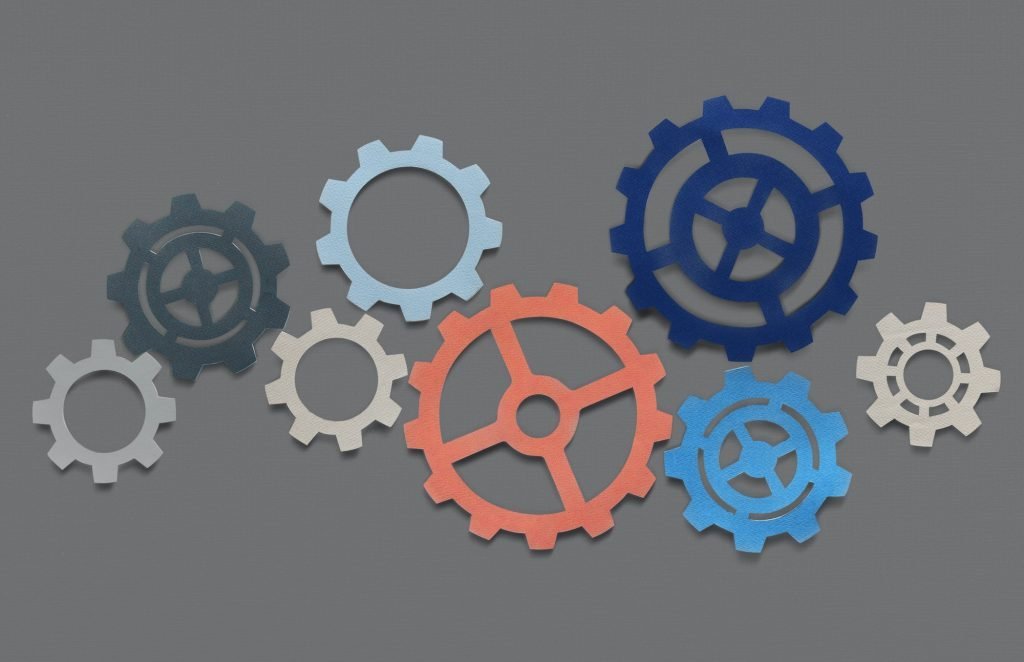 Support gears isolated on gray background